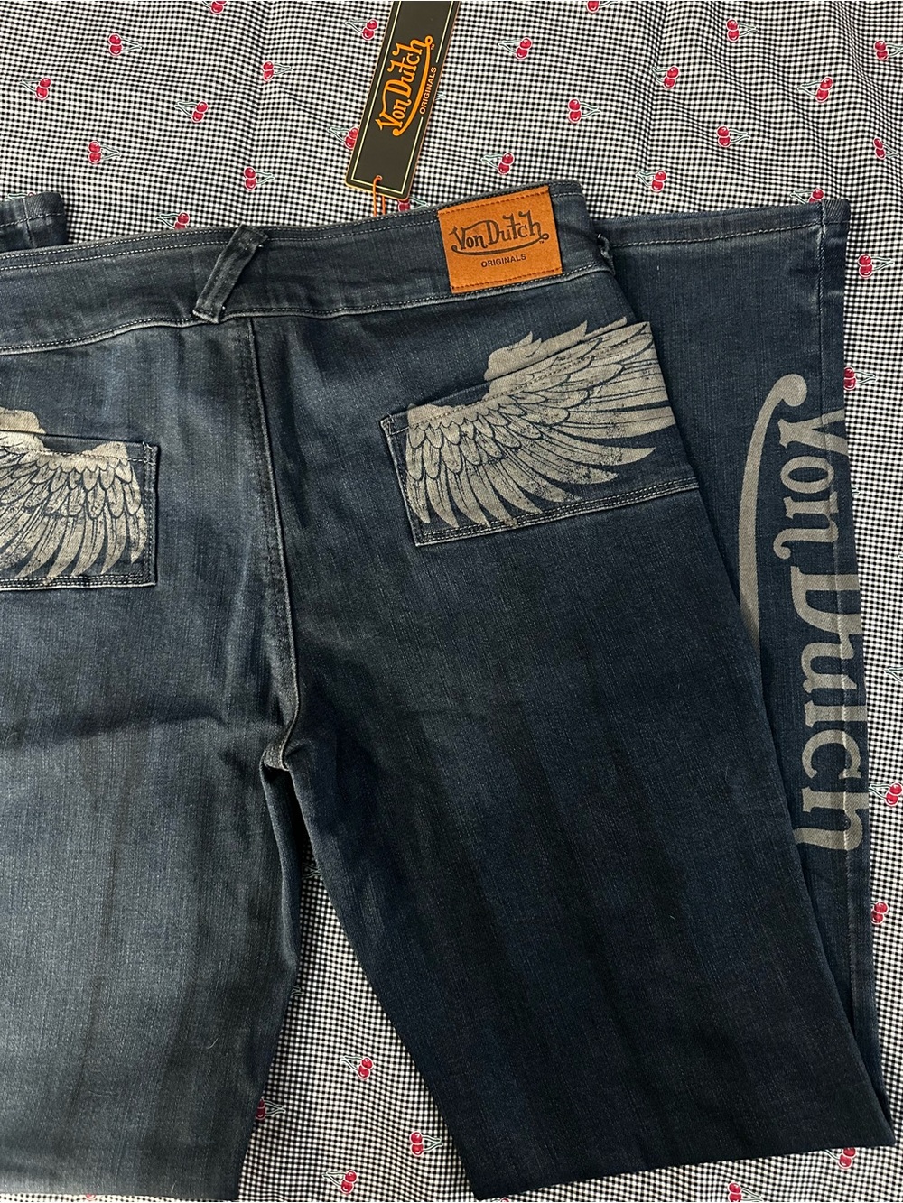 Von Dutch Dark Blue Jeans with Wing Pocket Graphics